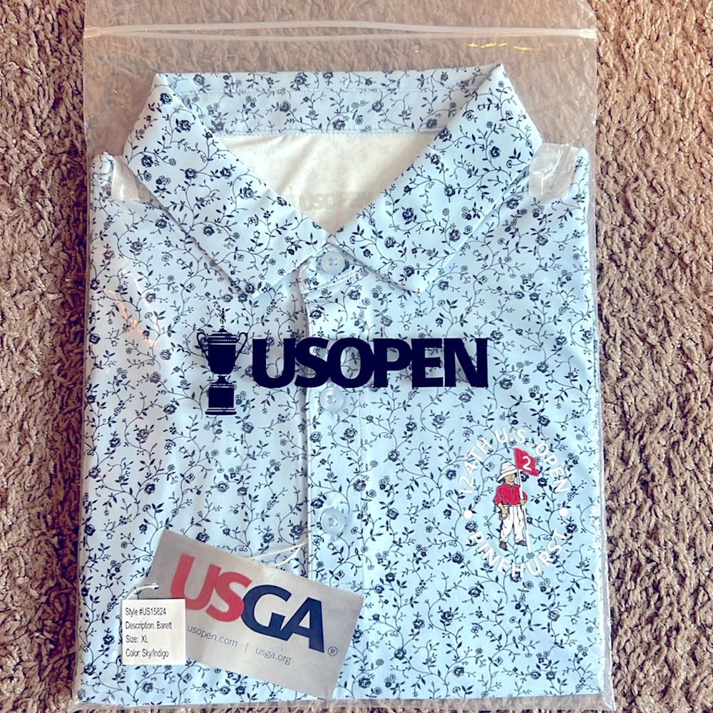 US open XL Light Blue Performance Polo